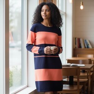 Tommy Bahama Striped Sweater Dress Coastal Chic Pink Blue Medium